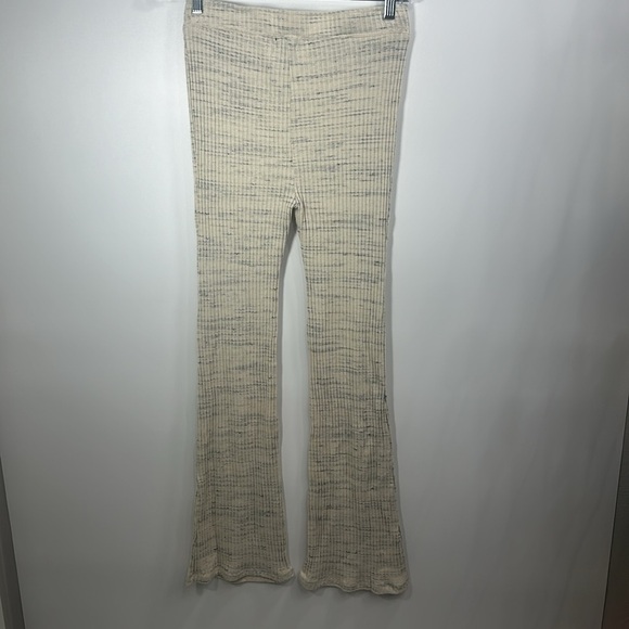 Monrow Marled Ribbed Cotton Blend Flared Pants size large. NWT.Cream color - Picture 7 of 8